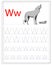 Wolf. A worksheet for children with letters to learn the English alphabet. Handwriting training