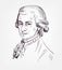 Wolfgang Amadeus Mozart famous vector sketch portrait