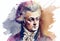 Wolfgang Amadeus Mozart watercolour painting