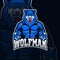 Wolfman mascot gaming logo esport