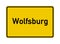 Wolfsburg city limits road sign in Germany