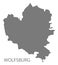 Wolfsburg grey city county map of Lower Saxony Germany DE