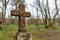 Wolosate, Malopolskie / Poland - April, 28, 2019: Old cemetery in a village in the mountains. Burial place in a small village