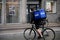 Wolt food delivery biker in danish capital Copenhagen