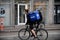 Wolt food delivery biker in danish capital Copenhagen