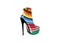 Woman 3D boots on high heels, side view, Logo shoe store, shop, fashion collection, boutique label. Company logo design.