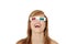 Woman in 3d cinema glasses