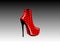 Woman 3D red boots on high heels, side view, Logo shoe store, shop, fashion collection, boutique label. Company logo design.
