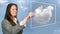 Woman Accessing Virtual Cloud