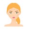 Woman with acne skin problem face. Vector illustration