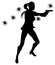 Woman action hero in gun fight silhouette