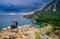 Woman admiring the beauty of the Olympos beach