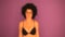 Woman with afro wearing lingerie