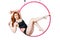 Woman and air ring, young woman loves acrobatics
