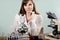 Woman analyzing samples in a lab