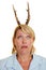 Woman with antlers on her head