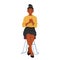 Woman Applauding Sitting on Chair, Cheering and Ovation Concept. Black Female Character Clap Hands, Vector Illustration