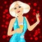 Woman in aqua sparkling dress holding a champagne glass