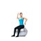 woman, arms or exercise ball in studio mockup space for workout, wellness or mobility for balance. Female athlete