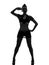 woman in army uniform saluting silhouette