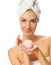 Woman with aroma bath ball