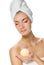 Woman with aroma bath ball