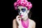 Woman art make up Scary skull