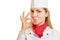 Woman as chef cook giving sign of good taste