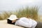 Woman asleep on beach landscape