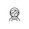 Woman astronaut avatar character line icon