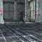 Woman astronaut exploring an abandoned building