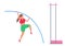 Woman athlete pole vault jumping sport competition vector