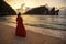 Woman at Atuh beach at Nusa Penida Island, Bali, Indonesia