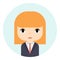 Woman Avatar with Smiling face. Female Cartoon Character. Businesswoman. Beautiful Ginger People Icon. Office Worker.