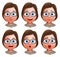 Woman avatar vector character. Set of teenager nerd girl heads