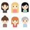 Woman Avatars Set with Smiling faces. Female Cartoon Characters. Businesswoman. Beautiful People Icons.