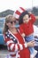 Woman and Baby in Patriotic Clothing, Cayucos, California