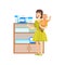 Woman With A Baby Shopping For Baby Food, Shopping Mall And Department Store Section Illustration