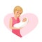 Woman and a baby in tender embrace vector flat illustration. Happy mother day card concept.