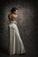 Woman Back Beauty Portrait, Elegant Lady Posing in Dress, S