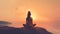 Woman Backlit in Yoga Pose in calm sunrise Zen. Generative AI weber.