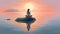 Woman Backlit in Yoga Pose in calm sunrise Zen. Generative AI weber.