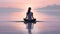 Woman Backlit in Yoga Pose in calm sunrise Zen. Generative AI weber.