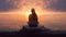 Woman Backlit in Yoga Pose in calm sunrise Zen. Generative AI weber.