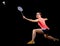Woman badminton player isolated version