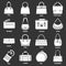 Woman bag types icons set grey vector