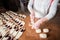 Woman baker make buns with fruit filling from dough