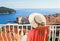 Woman on the balcony enjoying view of Dubrovnik