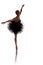 Woman ballerina in black pack tutu posing on white background