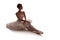 Woman ballerina in white pack posing on white background